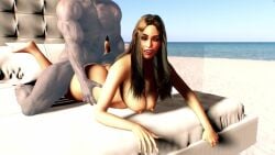 animated beach big_ass big_breasts black_hair bouncing_breasts celebrity dark-skinned_male dark_skin doggy_style hip_grab latina male male_on_female pj-jp real_person sofia_vergara sound straight tagme video