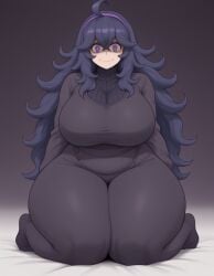 1girls @_@ ai_generated artist_name dress dressed farfrompussy female female_only hex_maniac kneeling large_breasts long_hair looking_at_viewer messy_hair pale_skin pokemon purple_eyes smile smiling smiling_at_viewer solo thick_thighs yodayo