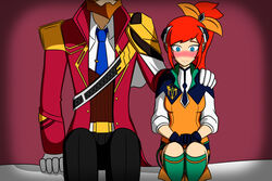 1boy 1girls alone_in_shadow battle_academia_lux battle_academia_series battle_professor_graves blush league_of_legends luxanna_crownguard malcolm_graves school_girl school_uniform sexual_harassment teacher_and_student