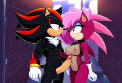 ai_generated anthro anthro_on_anthro anthro_only ass blue_lipstick breasts duo female fishnets gold_jewelry imminent_sex male male/female penis pink_hair red_eyes shadow_the_hedgehog sonia_the_hedgehog sonic_(series) sonic_the_hedgehog_(series) standing turquoise_eyes white_gloves white_tuft
