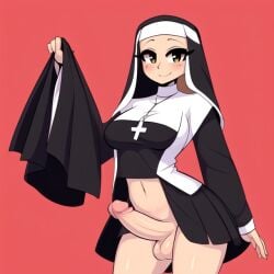 1futa ai_generated aifutalover bottomless christianity futa_focus futanari gynomorph intersex nun nun_futa nun_hat nun_outfit religion religious religious_clothing self_upload skirt solo_futa