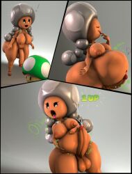 1futa 1up 1up_mushroom 3d big_ass big_belly big_breasts big_penis burp burping comic digestion edit ejaculating_cum ejaculation food futanari mario_(series) md002 mushroom nude orgasm solo super_mario_bros. toadette tongue_out