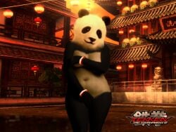 1girls 3d anthro anthro_only covering covering_breasts covering_crotch female female_only nude panda_(tekken) solo tekken