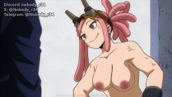 areolae boku_no_hero_academia breasts breasts_out edited mei_hatsume my_hero_academia nipples nobody_r34 nude_female nude_filter pink_hair smile tagme yellow_eyes