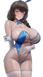 1girls big_breasts bowtie braid breasts bunny_ears bunnysuit busty cleavage curvaceous curvy curvy_body curvy_female curvy_figure detached_collar elbow_gloves female gloves goddess_of_victory:_nikke heart-shaped_pupils huge_breasts large_breasts leotard mary_(medical_rabbit)_(nikke) mary_(nikke) monegi one_eye_closed thighhighs voluptuous