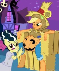 anthro apple_bloom_(mlp) applejack_(mlp) belly earth_pony fertile_fright flashequestria hay marker my_little_pony nightmare_night preggo_jack pregnant