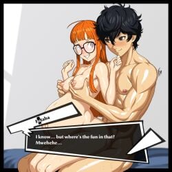 1boy 1girls alternate_version_available ambiguous_penetration atlus bed bedroom big_belly black_hair blush breast_grab female fungus-man glasses grey_eyes grin happy light-skinned_female light-skinned_male light_skin long_hair male male/female naked naked_female naked_male navel nipple_play nipple_tweak nude nude_female nude_male orange_hair persona persona_5 petite pregnant purple_eyes ren_amamiya sakura_futaba sega self_upload sex shiny_skin sitting_on_lap sitting_on_person small_breasts smile sweat tagme text text_box toned toned_male