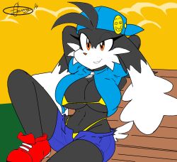 arms_behind_head big_breasts clothing female klonoa klonoa_(series) rule_63 seductive_look seductive_smile