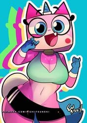 1girls 2019 2019s anthro anthrofied big_breasts blue_eyes blue_tail breasts cleavage clothed clothing cute_fang eyelashes female female_focus female_only furry furry_female gloves hips humanized lego looking_at_viewer miiyauwu multicolored_body multicolored_fur navel open_mouth pink_body revealing_clothes rizkitsuneki shorts simple_background smile solo tail the_lego_movie thick_thighs thighs unicorn_horn unikitty unikitty! unikitty_(series) wide_hips