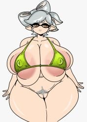 1girls belly belly_button big_ass big_breasts big_nipples bikini_top bottomless breasts_bigger_than_head facing_viewer hairy_pussy hairy_vagina half_clothed half_naked half_naked_female huge_breasts hyper hyper_breasts inakotho looking_at_viewer marie_(splatoon) nipples pubic_hair pussy short_hair silver_hair solo_female splatoon tagme thick_ass thick_thighs white_skinned_female wide_hips wide_thighs yellow_eyes