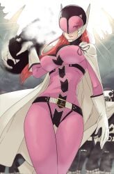 1girls big_breasts bikini cape dragon_keeper duster_(species) female female_focus fit_female go!_go!_loser_ranger! orange_hair pink_keeper plushie ranger_reject sakurama_sesera sentai_daishikkaku skin_tight skintight thick_thighs wanderjegson white_background