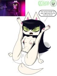 anthro catgirl first_porn_of_character goth_girl panties petite_female reference_image small_breasts white_background witch