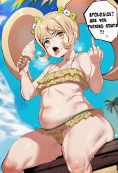 1girls angry angry_expression angry_face annoyed annoyed_expression annoyed_face annoyed_female ass blonde_hair bratty butt curvaceous curvaceous_female curvaceous_figure curves curvy curvy_body curvy_female curvy_figure curvy_hips danganronpa danganronpa_2:_goodbye_despair danganronpa_2x2 doubledeluxeai female hourglass_figure hourglass_figured_female huge_ass ice_cream middle_finger saionji_hiyoko shortstack thick thick_ass thick_hips thick_legs thick_thighs thigh_highs thighhighs thighs twerking twin_braids twin_drills twintails venus_body voluptuous voluptuous_body voluptuous_female wide_ass wide_hipped_female wide_hips wide_thighs