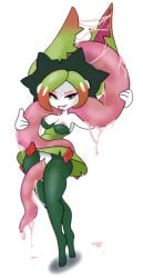 1girls anthro big_ass carnivorous_plant character_request clothed hat large_breasts large_thighs large_tongue legs licking masturbation pal_(species) palworld plant saliva tongue tongue_out white_skin windstand