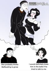 1boy 1boy1girl 1female 1girl 1girls 1male adult adult_female adult_male ballbusting cbt cock_and_ball_torture cock_and_balls_torture curvaceous curvy curvy_body curvy_female curvy_figure curvy_hips doomer doomer_girl english english_text femdom femdom_caption funny goth goth_girl groinattack3 hourglass_figure hourglass_figured_female kicked_in_the_balls meme shitpost text wholesome wojak_comics