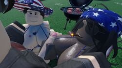 1boy 2girls 2girls1boy dark-skinned_female light-skinned_female robinmorserr34 roblox robloxian tagme threesome