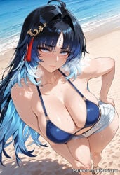 1girl ai_generated bikini female mature_female revoaru thick_thighs thighs wuthering_waves yangyang_(wuthering_waves)