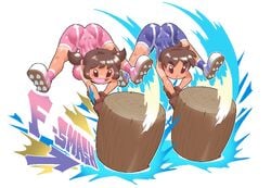 ass blush brown_hair female hammer ice_climber male mallet minus8 nana_(ice_climber) nintendo popo_(ice_climber) shoes socks super_smash_bros. tanned tanned_skin twintails unitard