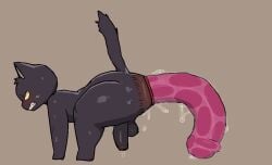 anal_gape anal_insertion anal_prolapse anthro black_fur cat_boy dilated_anus dildo double_ended_dildo double_sided_dildo feline furry heart huge_dildo insertion large_insertion leaking_precum mosaic_censoring nu9mo precum prolapse prolapsed_anus sex_toy small_penis solo tagme tongue_out video