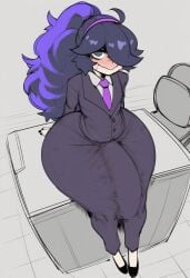 1futa 1futanari 1girl 1girls ai_generated big_penis bulge bulge_through_clothing flat_chest flat_chested futanari hex_maniac hexaru large_penis office_lady pokemon thick_thighs wide_thighs