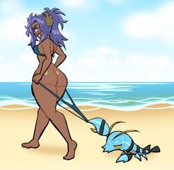 1girls ass bikini clauncher coppertone female lovetopullmicke pokemon raifort_(pokemon) tagme