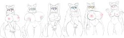 6girls blush breasts covering embarrassed female monochrome pussy sketch tagme weeacactus