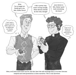 2boys age_gap big_penis_in_chastity bulge bulge_through_clothing bulge_under_clothes cassock catholic catholicism chastity_(disambiguation) chastity_cage chastity_device commando digital_drawing_(artwork) digital_media_(artwork) dumb dumb_male english english_dialogue english_text father friendly friends friendship glasses idiot imminent_exposure imminent_sex male male_chastity male_focus male_only male_virgin mr_shrink oblivious oblivious_sexualization oc older_male original original_character original_characters priest purity_pledge religious_clothing religious_eroticism religious_references religious_symbols religious_themes round_eyewear round_glasses secretly_gay secretly_horny small_chastity_cage steam steamy steamy_breath steamy_penis stupid stupid_male suggestive sweat sweatdrop sweater_vest thinking thinking_about_penis thought_bubble thoughts ugly_bastard ugly_man virgin virgin_male virginity younger_male