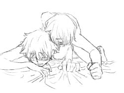 2boys doggy_position doggy_style doggystyle gay gay_sex l'etranger_(series) male mio_chibana pencil_(artwork) shun_hashimoto skinny umibe_no_etranger yaoi