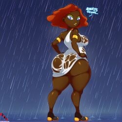 1girls big_ass big_butt blue_eyes bracelet bubble_ass bubble_butt cartoon_network courage_the_cowardly_dog dark-skinned_female dark_skin english_text exposed_nipples female female_focus female_only goddess green_eyeshadow hands_on_hips huge_ass jewelry looking_back no_bra no_panties no_underwear oddrich rear_view storm_goddess toga wet wet_body wet_clothes wet_clothing