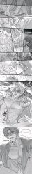 2boys aged_down bite_mark bite_marks blush chinese_text comic erection french_kiss gay gintama gintoki_sakata handjob headband kimono kissing male male_only monochrome motion_lines official_alternate_costume on_back open_kimono pec_grab pecs penis sakamoto_tatsuma samurai sweat takasugi_shinsuke tears thisiszeer to tongue_out yaoi