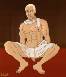 1boy caesar_(fallout_new_vegas) cock cock_peek dick dick_peek fallout fallout_new_vegas male male_focus male_only penis_peek penis_peeking solo solo_focus solo_male tagme_(artist) towel towel_only
