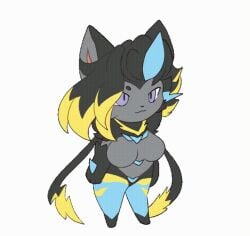 animated aurora_(nbanoob) big_breasts breasts cleavage female furry huge_breasts me mega_zeraora noarustar pokemon pokemon_(species) tag thick_thighs wide_hips zeraora