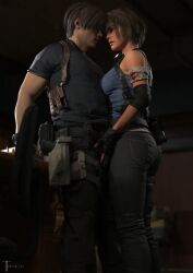 1boy 1boy1girl 1girls 3d blender capcom female jill_valentine jill_valentine_(sasha_zotova) leon_scott_kennedy male resident_evil resident_evil_3 resident_evil_3_remake resident_evil_4 resident_evil_4_remake thenic123