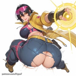 ai_generated alternate_version_at_source asian asian_female big_ass big_butt big_hips black_hair breasts child_bearing_hips curvy curvy_body curvy_female curvy_figure female hips_wider_than_shoulders huge_ass hypet jubilee jubilee_(marvel_rivals) marvel marvel_rivals medium_breasts shiny shiny_skin short_hair simple_background steam steaming_body superheroine tagme thick thick_ass thick_hips thick_legs thick_thighs thighs tomboy torn_pants white_background wide_hips x-men young