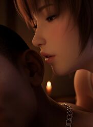 1boy1girl 1girl1boy 3d ai ai-created ai_art ai_assisted ai_generated aroused aroused_face aroused_female asian_female black_male boxers_(clothing) bra bra_strap carl_johnson close_up close_up_face close_up_view couple couple_(romantic) crossover dark-skinned_male dead_or_alive eastern_and_western_character gangster gold_chain gold_jewelry grand_theft_auto grand_theft_auto:_san_andreas imminent_sex in_love interracial japan jewelry kasumi_(doa) koei_tecmo kunoichi light-skinned_female lingerie lingerie_bra lovers loving_couple lying_on_back lying_on_partner lying_on_person muscular muscular_male night nighttime ninja ninja_gaiden rockstar_games romance romantic romantic_ambiance romantic_couple seductive seductive_eyes seductive_look seductive_mouth shadow shadows shirtless shirtless_male tatami tatami_room team_ninja whispering whispering_in_ear whispering_into_ear wowzerspowzers