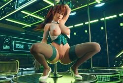 big_breasts bunny_ears dead_or_alive kasumi_(doa) nude pole radianteld shaved_pussy