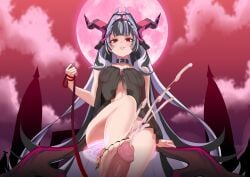 1boy 1girl babydoll barefoot black_babydoll black_hair black_nails breasts cum dark_persona dragon_horns ejaculation evil_grin evil_smile fake_horns feather_hair_ornament feathers female female_focus femdom fire_emblem fire_emblem_engage fire_emblem_heroes foot_worship footjob full_moon grey_hair grin hair_ornament highres holding holding_leash horns leash long_hair magic magic_circle male malesub moon multicolored_hair nail_polish nintendo official_alternate_eye_color outdoors petite pov pov_crotch red_eyes red_moon revolverwing revolverwingstudios see-through_babydoll see-through_clothes sitting small_breasts smile solo_focus stepped_on toenail_polish toenails two-tone_hair very_long_hair veyle_(fire_emblem) viewer_on_leash white_hair
