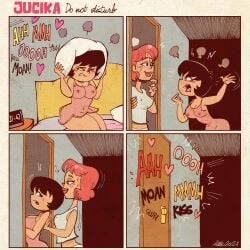 albo invite jucika jucika_(comic) neighbor neighbors off_screen_sex threesome woken_up