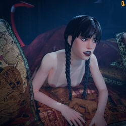 1girls 3d blender demon_boy fortnite licking_pussy qstt the_addams_family torment_(fortnite) wednesday_addams wednesday_addams_(fortnite)