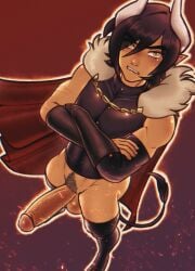 aphmau aphmau_(youtuber) arms_crossed asch_(aphmau) big_penis blushing blushing_at_viewer brunette brunette_hair brunette_male cape demon demon_boy demon_girl erect_penis erection frown frowning_at_viewer fur_cape fur_collar fur_trim furrowed_brow furrowed_eyebrows gay glaring glaring_at_viewer gold_eyes long_bangs long_hair looking_at_viewer looking_up looking_up_at_viewer male_only mcyt minecraft minecraft_youtubers red_cape scowl solo solo_focus solo_male tail teeth_bared teeth_clenched teeth_visible thigh_highs thighhighs tight_clothes tight_clothing uncut uncut_cock uncut_male uncut_penis vylantesimp vylantesimp_(artist) yaoi