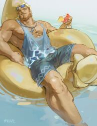 1boy arvve beach cocktail cocktail_glass fortnite male male_focus male_only muscular muscular_male pool pool_float solo solo_focus solo_male thor_odinson thor_odinsson_(fortnite)