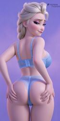 ai_generated ass bra elsa_(frozen) frozen_(film) grabbing grabbing_ass panties