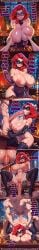 ai_generated areola bent_over candles claws collar comic cowgirl_position cum desk doggy_style domino_mask english_text evelynn faceless_male fellatio full_color giant_breasts groping high_heels huge_breasts huge_penis lace league_of_legends mask multiple_panels muscular_male night nipples penetration purple_dress purple_gloves rampa69 red_hair saliva sex speech_bubble sweat thick_thighs thighhighs vaginal_sex window yellow_eyes
