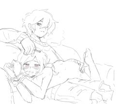 1boy 1girls 2d andrew_graves ashley_graves ass blush brother_and_sister cuffs female femsub green_eyes hand_on_ass incest lying_on_lap lying_on_person male maledom nude over_the_knee over_the_knee_spanking pink_eyes ponytail restrained siblings smoking smoking_cigarette straight the_coffin_of_andy_and_leyley zieisuisyoo