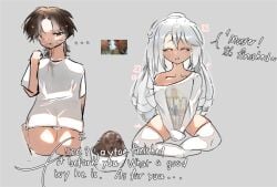 2boys brown_eyes brown_hair chat_bubble compliment disgusted_expression eternal_towers_of_hell femboy hostage juke's_towers_of_hell myfrata obbyist octawave pet_play poop scat scat_eating scat_fetish scatplay top_towers_community white_hair white_shirt white_stockings