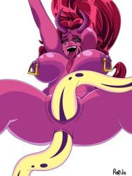 1girls ahe_gao anal_penetration areolae big_breasts black_sclera breasts cowgirl_position demon demon_girl demon_horns double_penetration hi_res legs_apart long_hair long_tongue magic_tentacles naked narrowed_eyes nipple_rings nipples nude nude_female open_mouth penetration pink_skin randotastic red_eyes red_hair sharp_teeth sonja_(d3monone) tentacle tentacle_in_ass tentacle_in_pussy tentacles tongue_out vaginal_penetration white_background