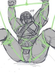 1boy ??? armor armored_boots armored_gloves bondage bound bulge bulge_through_clothing bungie clothed destiny_(game) destiny_2 eater_ssc guardian_(destiny) helmet make male male_only masculine rope rope_bondage solo solo_male strand_(destiny) surprised tagme titan_(destiny)
