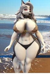 3d big_breasts bikini carbiid3 helluva_boss huge_breasts large_breasts loona_(carbiid3) loona_(helluva_boss)