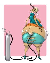 air_inflation big_ass big_breasts breasts bubble_butt daikanu female furry gazelle_(zootopia) huge_ass inflation thick_thighs wardrobe_malfunction wide_hips zootopia