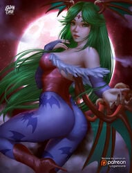 capcom clothing cosplay darkstalkers female green_hair kid_icarus lilith_aensland_(cosplay) logan_cure nintendo palutena small_breasts solo